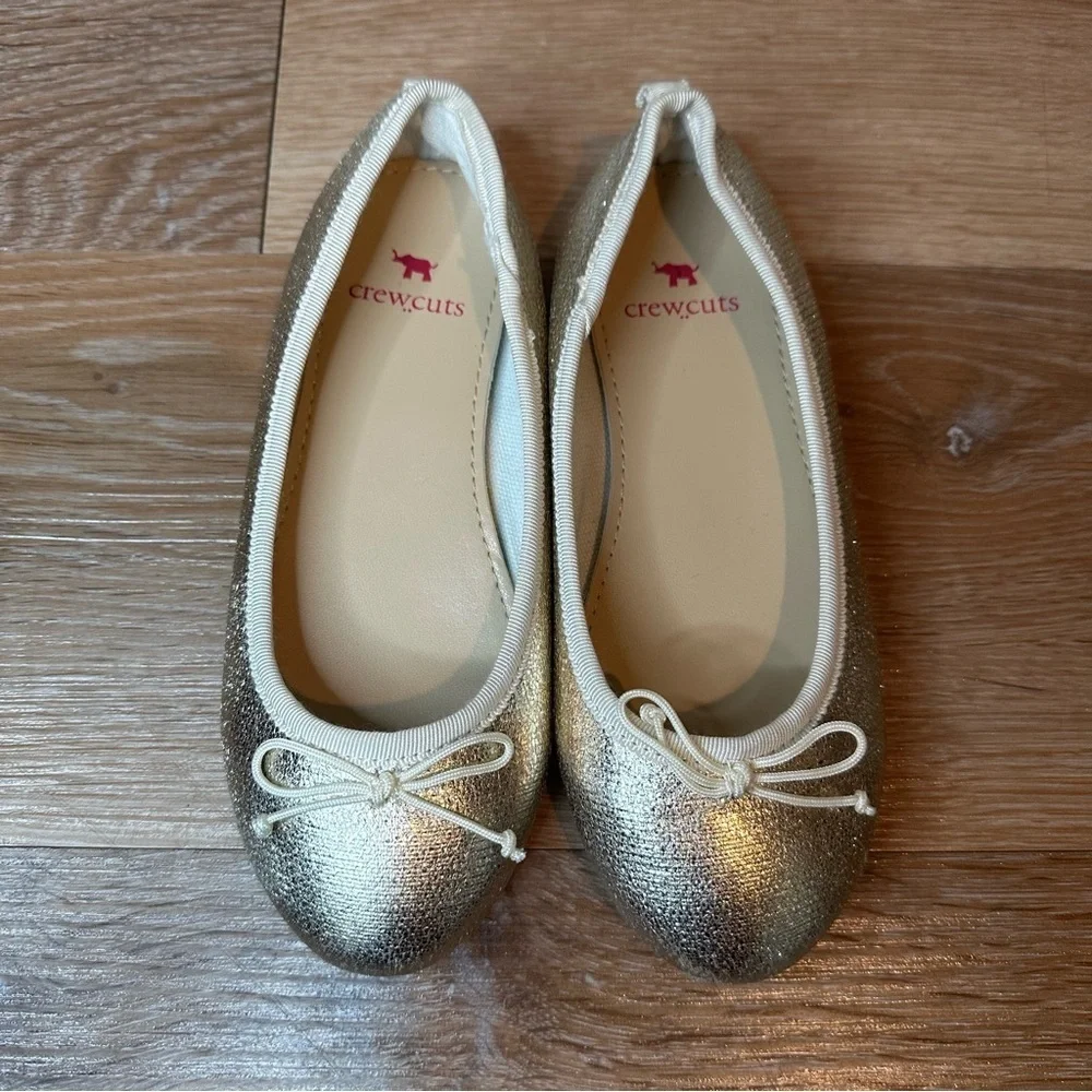 Crewcuts Toddler Girls Size 12 Metallic Gold Ballet Flats